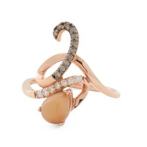 LE VIAN Rose Gold/Diamond 14kt Rose Gold Neapolitan Opal Ring